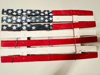 Handmade Folksy Wooden American Flag