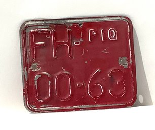 147. Antique FH-PIO 00-63 License Plate