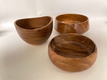 Three Mid Century Teak Bowls