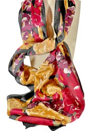 Silk Blend Scarf W Roses 57 X 11