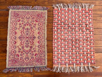 (2) Orange And Pink Woven And Medallion Area Rugs