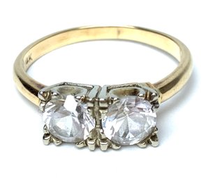 Vintage 14K Yellow And White Gold With Two White Gemstones