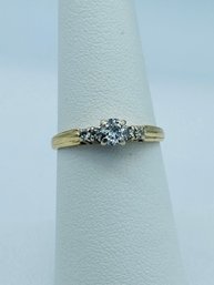 14k Yellow Gold Round Cut Diamond Engagement Ring W/ Accent Diamonds