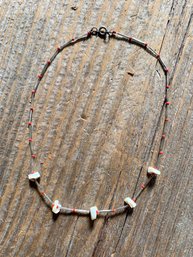 Native American Glass, Shell & Coral Necklace