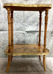 Aesthetic Movement Two-tier Table With Paint And Gilt Decoration And Pierced Brass Mounts
