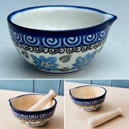 Handmade Polish Pottery Mortar & Pestle