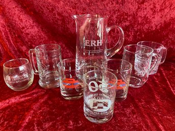 Norfolk Curling Club Stockbridge Golf Club Engraved Clear Glasses And Pitcher