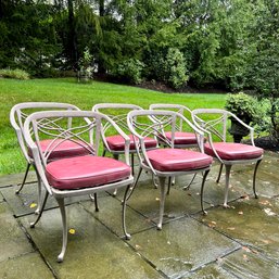 A Set Of 6 Vintage Brown Jordan Classic Garden Chairs With Cushions - Aluminum