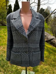 Chanel Patterned Wool Black/gray Jacket Size 42