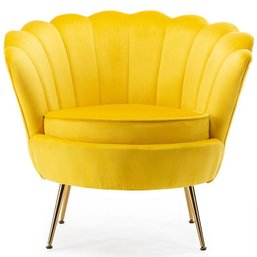 NEW!  Inspired Home Abigail Yellow Velvet Accent Chair With Golden Legs (1 Of 2)