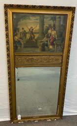 1940s Trumeau Mirror With Scenic Panel