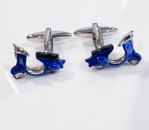 Blue And Silver Vespa Scooter Cufflinks