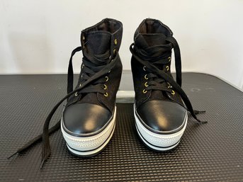 BDG Black Textile Platform High Tops, Size 7.5