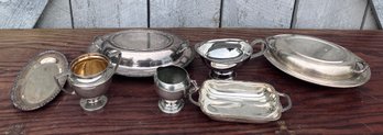 159. Assorted Antique And Vintage Silver Plate Serving Dishes And Others