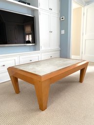 Modern Lacquer & Stone Cocktail Table