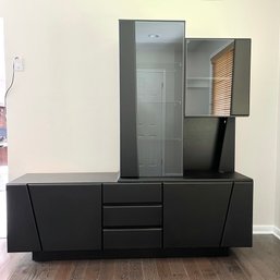 Media Console Matte-Textured Laminate With Glass Doors