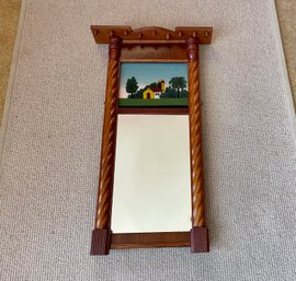 Vintage Pier Mirror With Painted Church Scene