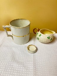 Belleek, Mark 2, Mark 3, Mug, Pitcher, And Salt