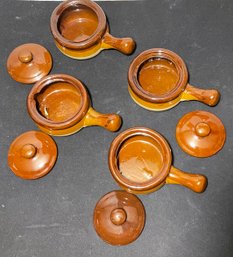 1970s Stoneware Soup Crocks With Lids