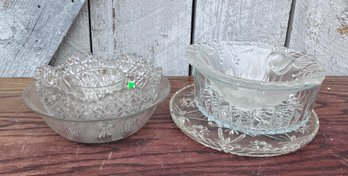 160. Assorted Cut Glass & Pressed Glass Bowls Inc. French Bowl (6)