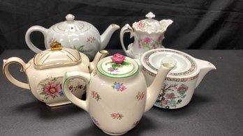 A Group Of Five Vintage Ceramic / Porcelain Tea Pot