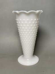 Large Vintage Hobnail Milk Glass Vase