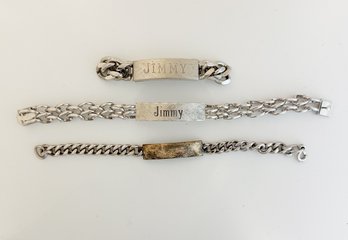 (3) Personalized Silver Chain Wrist Bands