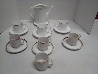 Tiffany & Co./Mann 1976 (Japan), & Royal Crown White & Gold Cups, Saucers, Teapot And Dish - 15 Pieces   D4