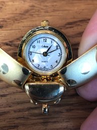 Vintage Gold Tone Collezio Quartz Lady Bug Watch Pendant