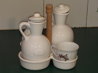Pair Of Pitchers Teacup And Salt/Pepper Shaker