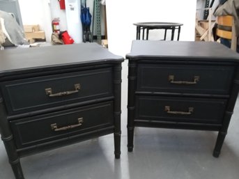 Matching Pair Of Vintage 1980s End Tables Flat Black Finish