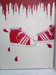 Contemporary  Oil On Canvas - Sneakers In Red And White, Signed By Artist (JP '14)                 WA