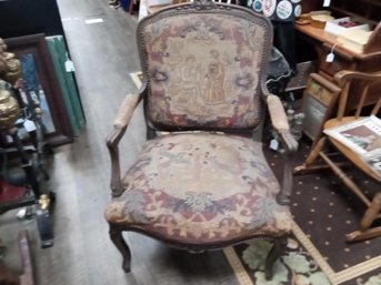 Mid 1800s Victorian Arm Chair With Needlepoint Fabric CV