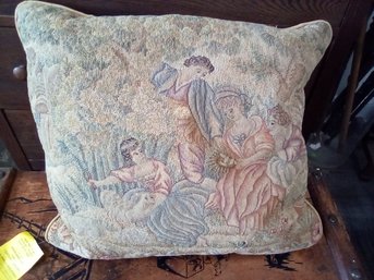 Large Tapestry Pillow - Scene, Woman With Embroidery, Another Shearing Sheep, Cherubs Among Others  B1