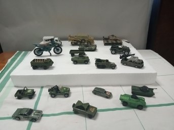 Assortment Of Toy Die Cast Jeeps ,tanks,trucks,.    E1