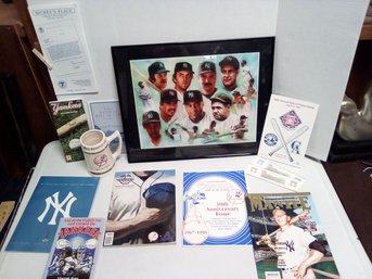 Yankees Fans: Framed Print, Tickets, Guides, Books, Program, Anniversary Issue, Mantle Collector Magazine E3