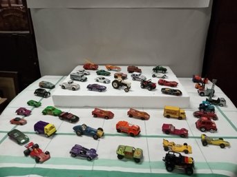 Vintage Die Cast Toy Cars Trucks Construction Equipment Firetrucks.  Farm Tractor.  Race Cars.   E1