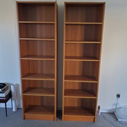 Pair Of Modern 7- Level / 5 Shelves - 4 Are Adjustable In Each Of These Two Book Cases