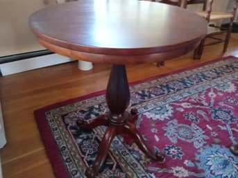 Vintage Pedestal Table With Walnut Finish An Round Top