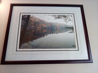 Gorgeous Pencil Signed Print, #61 Called Lost Boat - Detected Below Surface Amid Reflected Fall Forest Colors