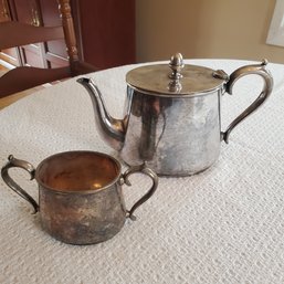 Heavy Antique Triple Deposit Tea Pot & Sugar Bowl Mappin & Webb's Sheffield, England Prince's Plate