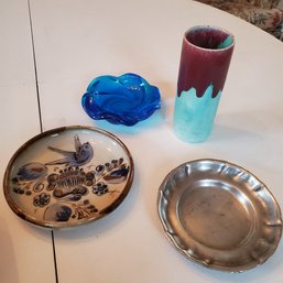 Miscellaneous Treasure Lot - Pretty Fire King Bowl,  La Cafetiere, A Bud Vase