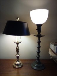 Brass Lamps - Two  Heavy Table Types 1 Has 2 Lights