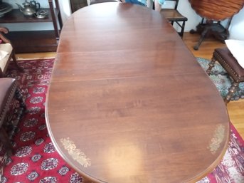 Vintage Lambert Hitchcock Dining Table With Walnut Finish & Beautiful Turned Legs With Two Leaves