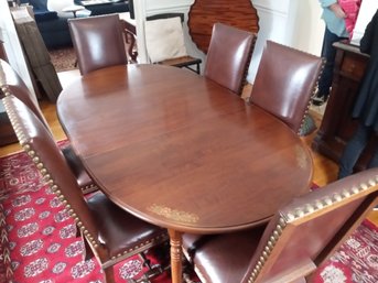 Six Beautiful Leather Dining Room Chairs From The Heritage Collection Of Bloomingdale Bros.