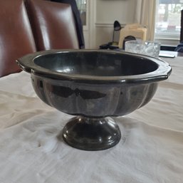 Vintage Stoneware Pedestal Center Bowl For Fruit Or Flowers