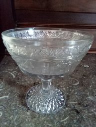 Compote / Candy Dish - Decorative Pressed Glass Beautifully Patterned Pedestal Style