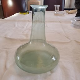Antique Early American Lite Green Hand Blown Glass Decanter