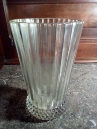 Vintage Heavy Pressed Glass Vase With Raised Bubble Pattern On Base