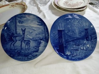Pair Of Vintage Decorative Berlin Design Genuine Blue China Plates Made In West Germany